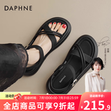 达芙妮厚底凉鞋女款夏季2026新款女鞋外穿凉鞋百搭配裙子休闲沙滩凉鞋女 黑色【跟高4.5cm】 39