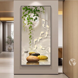 墨派（Mopai）玄关装饰画竖版现代简约走廊过道背景墙壁画入户轻奢挂画免打孔 如鱼得水 80*160cm晶瓷+铝合金边框