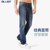 BILLION纯棉牛仔裤男直筒中腰春秋季美式高端易穿搭休闲裤子中青年11024 中蓝马骝(厚款)80内长 32 (2.46尺)