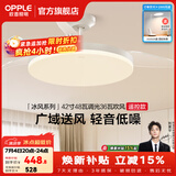 欧普照明（OPPLE）风扇灯吊扇灯隐形扇卧室餐厅超静音全光谱1级能效风扇一体灯饰 白-42寸48瓦-遥控