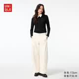 优衣库针织廓形长裤女装男装/常规款休闲裤裤子482287 486980 483722/01乳白色 S