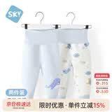 舒贝怡2条装婴儿裤子高腰裤儿童护肚裤夹棉宝宝秋裤春秋男女童睡裤蓝73