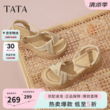 他她（TATA）黄圣依同款璀璨星空厚底凉鞋女外穿沙滩凉鞋CXT01BL6 杏色6 36