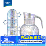 乐唯诗星空玻璃水杯联名高档创意高颜值叠叠杯大容量水杯果汁杯饮料杯 星空1壶4杯【极光彩】五件套