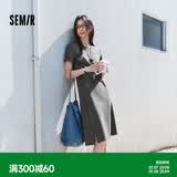 森马（Semir）连衣裙女夏季扭结开叉正肩T恤裙小心机不规则中长裙101325114009