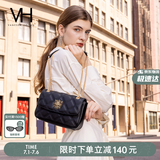 VANESSA HOGAN VH女包茵然软包轻奢斜挎菱格链条包腋下单肩包包生日礼物送女友 黑色