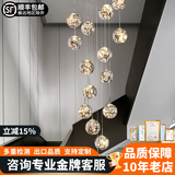 米光惠佳楼梯过道中空长吊灯loft公寓客厅灯大挑空别墅挑高复式楼现代简约 干邑色直径80-24头高4米