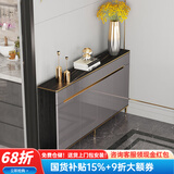 澳之音餐边柜一体靠墙柜子轻奢岩板餐厅边柜超薄家用厨房客厅储物茶水柜 100*35cm/岩板+烤漆/加厚/带高脚