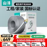 山泽超五类网线千兆【0.50±0.008mm纯铜芯】CAT5e非屏蔽箱线 工程家装网络监控POE布线305米 SZ-5305A