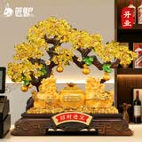 匠驴貔貅聚宝盆发财树摆件乔迁开业礼物客厅酒柜店铺收银台装饰工艺品 【顺丰包邮】大号 长44宽16.6高40.5厘米