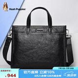暇步士（Hush Puppies） 公文包男头层牛皮男士手提包大容量商务包男包礼物送男友 黑色