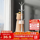 安尔雅衣帽架铁艺衣架落地卧室立式简易挂衣架室内多挂钩 简易款白色