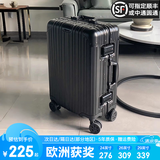 EAZZ【一体铝框｜退换免费】行李箱铝镁合金拉杆箱旅行箱登机密码皮箱 高端 铝框-黑色 20英寸 登机箱 签约商务手提箱