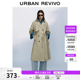 UR秋季新款女装气质双排扣腰带风衣外套UWM150045+ 浅卡其 (偏宽松) S