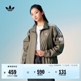 adidas复古风休闲梭织立领夹克外套男女秋季阿迪达斯官方三叶草   岩层橄榄绿   S