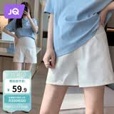 婧麒（JOYNCLEON）孕妇短裤外穿夏薄牛仔裤打底裤女安全裤孕妇装 米白XL Jyk176505