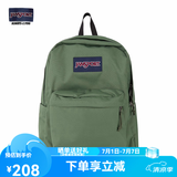 JANSPORT杰斯伯书包轻便双肩包男女旅行包简约背包电脑包学生校园 4QUTKM1军绿色-带侧边袋