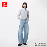 优衣库宽松廓形牛仔裤女装男装/常规款弯刀镰刀裤 482280 487973 482280/64湖蓝色(做旧设计) 25 /160/64A