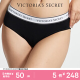 维多利亚的秘密  维密棉质舒适内裤logo腰带中腰女三角裤简约 54A2黑色-6819 11256819 1条 XS