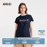 AIGLE艾高轻奢短袖T恤春夏户外休闲运动舒适圆领套头女士上衣 深海军蓝 BC511 36(160/84A)