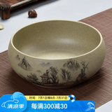 瓷牌茗茶具（cipaiming teaset）瓷牌茗粗陶特大号茶洗陶瓷青花瓷水洗碗杯笔洗玻璃茶杯父亲节礼物 粗陶山清水秀茶洗-中号（8英寸）