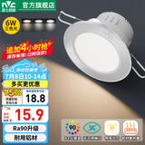 雷士（NVC） LED筒灯照明天花灯走廊过道灯家用服装店背景墙展厅嵌入式牛眼灯 6W砂银|三色光|开孔7.5-8.5CM