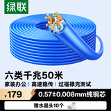 绿联六类网线千兆【0.57±0.008mm纯铜芯】CAT6类非屏蔽双绞线 家装网线POE监控装修布线工程箱线 50米
