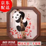 大熊猫锦绣织造府蜀绣双面熊猫刺绣摆件中国特色礼物送老外出国礼品成都伴手礼纪念 一路生花熊猫手工双面蜀绣（id发货）