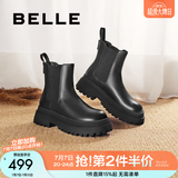 百丽（Belle）切尔西靴女商场同款黑色冬季英伦皮靴短靴X2G2DDD3 黑色 36 (230mm)