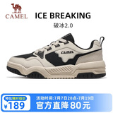 骆驼（CAMEL）破冰2.0运动男鞋休闲耐磨低帮板鞋子 X14C09L7639S 浅米白/黑 42