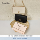 Calvin Klein女包优雅休闲通勤简约字母搭扣ck翻盖荔枝纹链条单肩包斜挎包礼物 YIQ-黑金 OS
