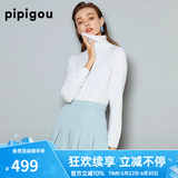 皮皮狗100%山羊绒 高领打底衫基础新款纯色针织上衣内搭毛衣女士秋季 101本白 S /095