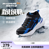 Skechers斯凯奇儿童秋冬休闲男女童二棉鞋轻质加绒保暖靴405222L/302583L 男童/黑色/宝蓝色/BKRY 38