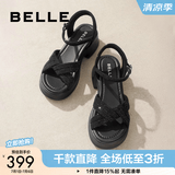 百丽（Belle）满钻条带繁星休闲凉鞋女商场款厚底凉鞋A9S2DBL4 黑色 39 (245mm)