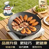 MAD SHARK卡式炉烤盘麦饭石烤肉盘烧烤盘煎锅电磁炉燃气户外铁板家用露营 电磁炉明火烤盘(配网架+食物夹) 38cm