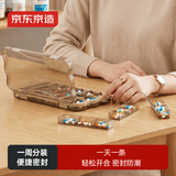 京东京造七天分格药盒 便携式老人随身分装药品片器 一周大容量旅行小盒子