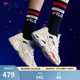 斐乐（FILA）男鞋跑步鞋轻便运动鞋情侣款男女透气慢跑鞋老爹鞋男子休闲鞋 微白/火红-WR 41