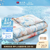 富安娜被子夏凉被双人可机洗空调被纯棉面料裸睡抑菌夏被3.2斤203x229cm