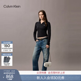 Calvin Klein休闲通勤单肩包礼物链条包包金属字母旋扣翻盖CK女包斜挎马鞍包