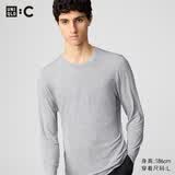 优衣库HEATTECH EXTRA WARM混纺圆领T恤/9分袖男装9%羊绒481441 487483/03灰色 L