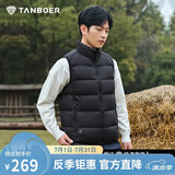 坦博尔轻薄羽绒服马甲男短立领轻暖舒适坎肩背心内搭TA330033 黑色180