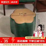 家逸（JIAYI） 实木布艺小凳子沙发脚凳换鞋凳小矮凳穿鞋软坐凳四腿户外休闲凳 梅花圆凳
