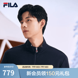 FILA斐乐官方男子针织休闲拉链外套上衣秋冬立领商务男装通勤夹克衫 传奇蓝-NV S 165/88A