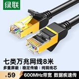 绿联七类网线纯铜 CAT7类万兆屏蔽网络连接线 游戏电竞双绞线 电脑宽带家用兼容2.5g成品跳线8米11272
