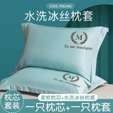 南极人（Nanjiren）夏季冰丝枕头 枕套+枕芯一对套装成人睡觉专用颈椎枕单人宿舍男枕 丁香兰【枕套+枕芯】单只装