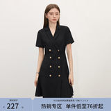 范思蓝恩正式气质通勤连衣裙女夏季收腰显瘦面试西装裙 黑色 XL