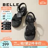 百丽（Belle）满钻条带繁星休闲凉鞋女商场款厚底凉鞋A9S2DBL4 黑色 39 (245mm)