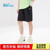 361°儿童短裤夏季男女童3-12岁透气运动裤梭织五分裤 黑 140