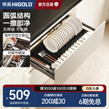 悍高（HIGOLD） 厨房橱柜拉篮碗架抽屉式碗篮加厚304不锈钢底板调味篮双层碗碟篮 800柜单层碗篮|安装内深≥45.3cm
