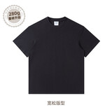 NOTHOMME潮牌夏季男款简约纯色圆领T恤情侣装宽松打底衫 黑色280g升级 宽松版 S (165)